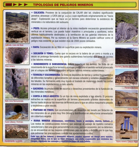 Fuente:  Folleto de la fundación minera, "visitar con seguridad el Patrimonio de la Sierra Minera de Cartagena- La Unión".