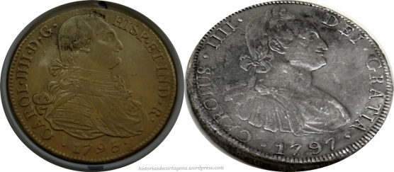 Monedas de plata y oro del tesoro de Las Mercedes.