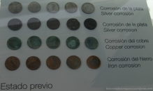Tipos de corrosión según el tipo de materiales de las monedas.